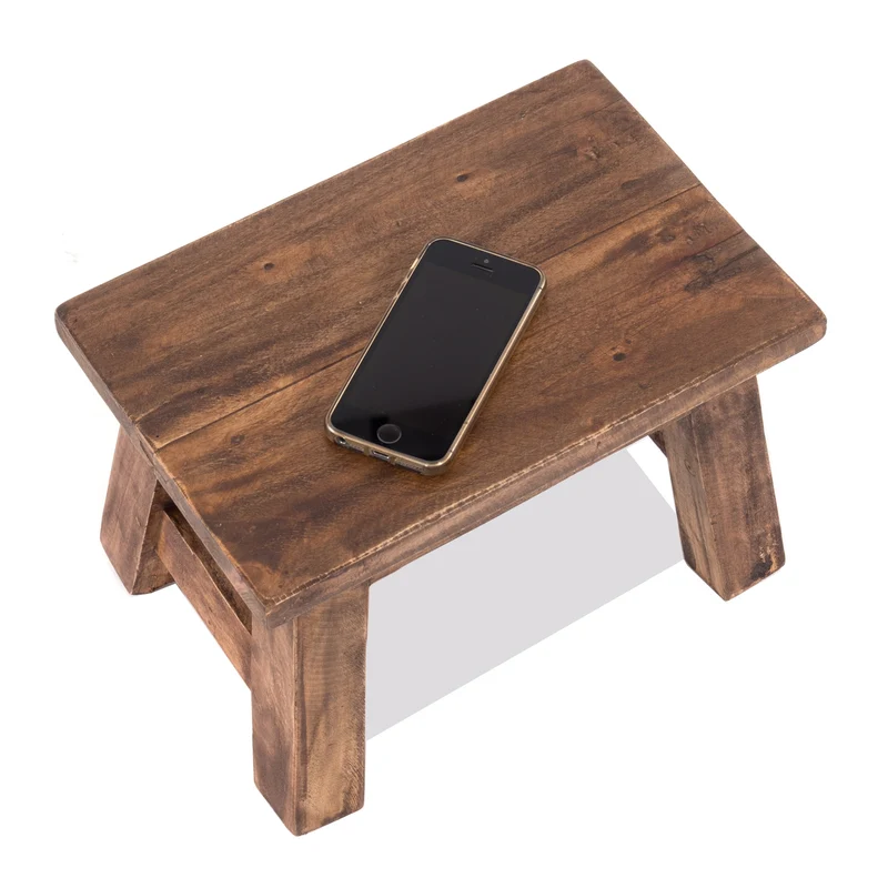 FUSSHOCKER Monte | 30x21cm(BxH), kleiner Holzhocker aus Mahagoni Holz | Farbe: 02 hellbraun