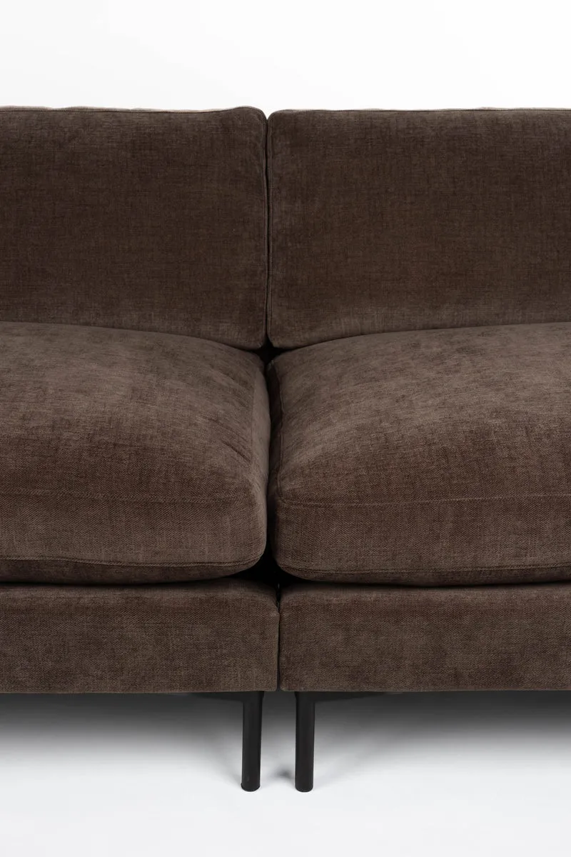 Zuiver Sofa Summer 3-Sitzer – Dunkelbraun, Stoff, 101 × 230 × 82 cm