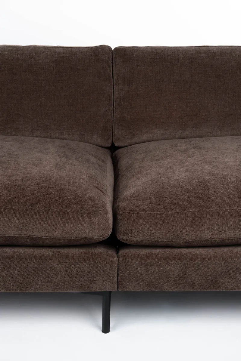 Zuiver Sofa Summer 4,5-Sitzer – Dunkelbraun, Stoff, 101 × 335 × 82 cm