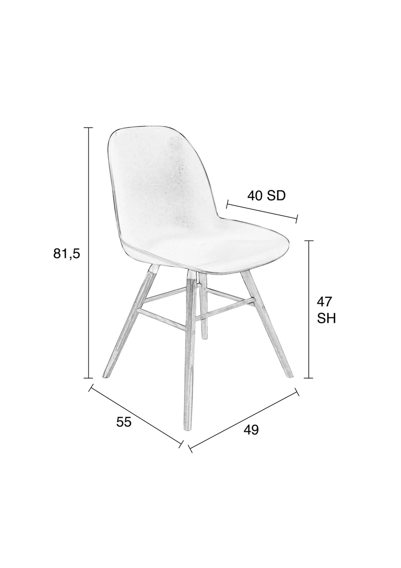 Zuiver Stuhl Albert Kuip – Weiß, Polypropylen, 55 × 49 × 81,5 cm, 2er-Set