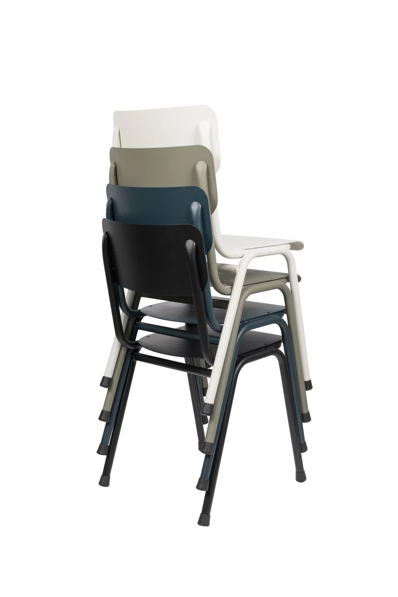 Zuiver Stuhl Back To School Outdoor – Schwarz, Metall, 49 × 43 × 82,5 cm, 2er-Set