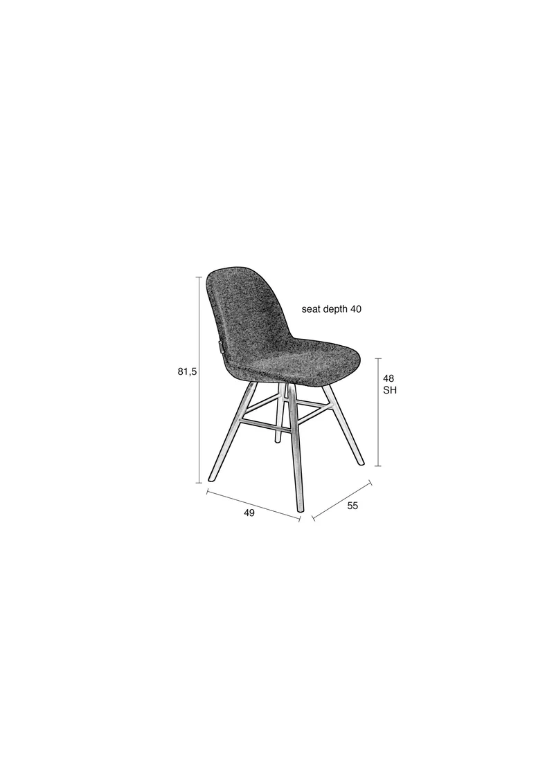 Zuiver Stuhl Albert Kuip Soft – Beige, Stoff, 55 × 49 × 81,5 cm, 2er-Set