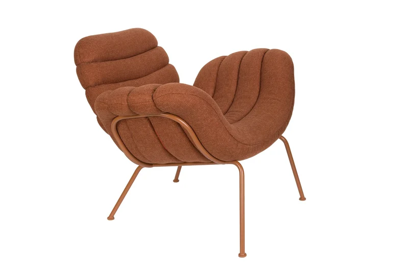 Zuiver Loungesessel Verte – Terrakotta, Polyester, 76,8 × 97,6 × 73,7 cm