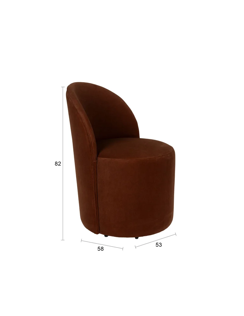 Zuiver Loungesessel Plush – Braun, Polyester, 53 × 58 × 82 cm
