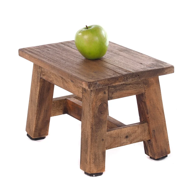 FUSSHOCKER Monte | 30x21cm(BxH), kleiner Holzhocker aus Mahagoni Holz | Farbe: 01 natur-vintage
