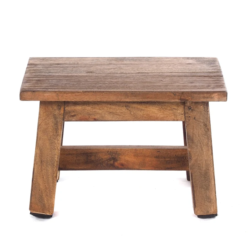 FUSSHOCKER Monte | 30x21cm(BxH), kleiner Holzhocker aus Mahagoni Holz | Farbe: 01 natur-vintage