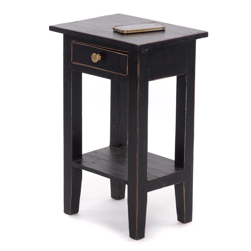 Telefontisch PLANTA | 52x34cm (HxB), Nachtschrank mit Schublade | Farbe: 09 voodoo - schwarz