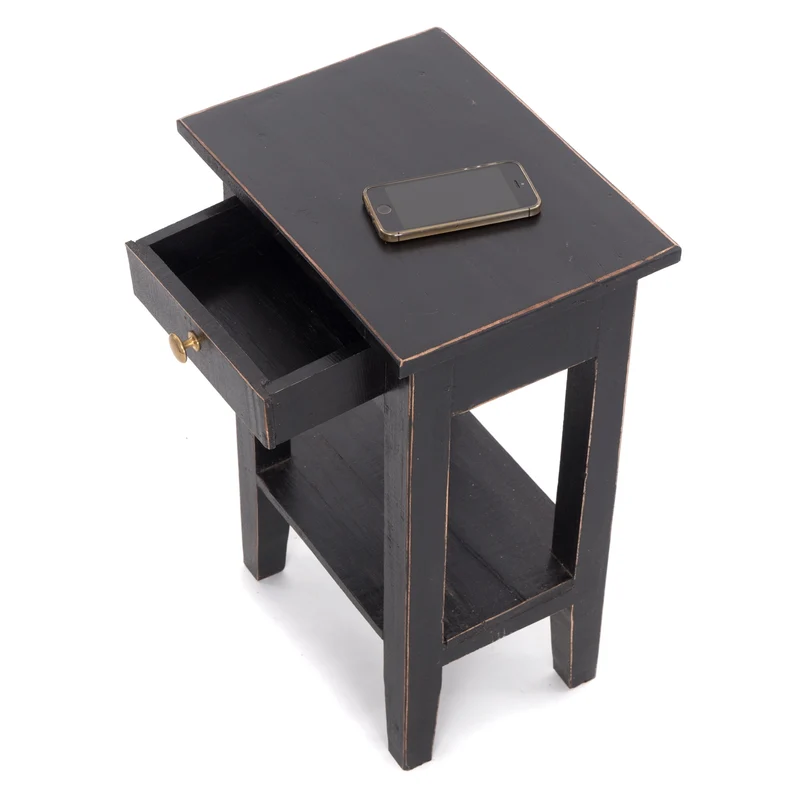 Telefontisch PLANTA | 52x34cm (HxB), Nachtschrank mit Schublade | Farbe: 09 voodoo - schwarz