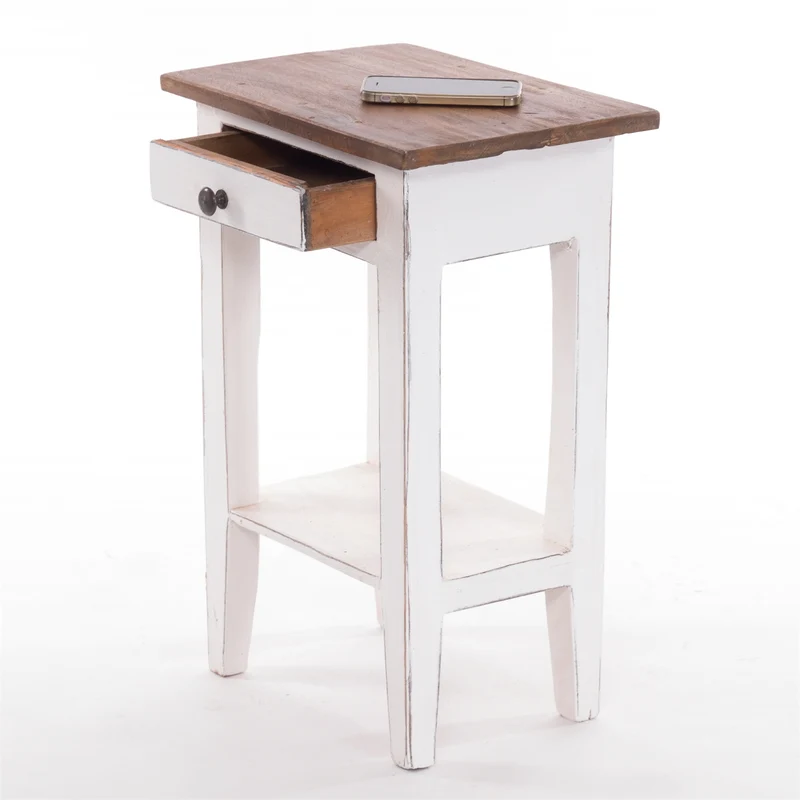 Telefontisch PLANTA | 52x34cm (HxB), Nachtschrank mit Schublade | Farbe: 06 weiß-landhaus