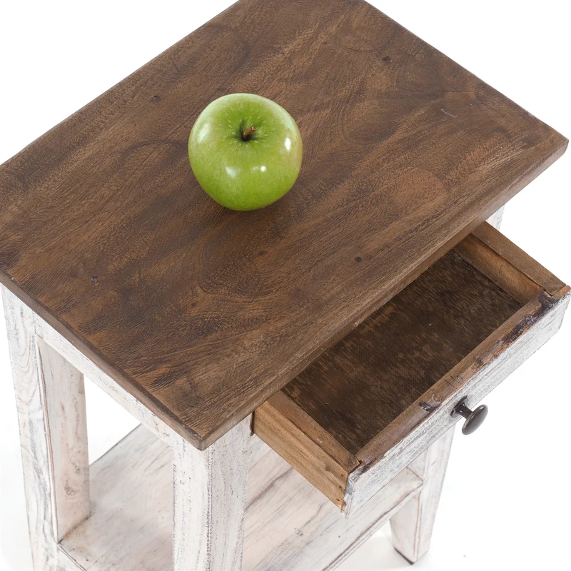 Telefontisch PLANTA | 52x34cm (HxB), Nachtschrank mit Schublade | Farbe: 05 weiß-natur