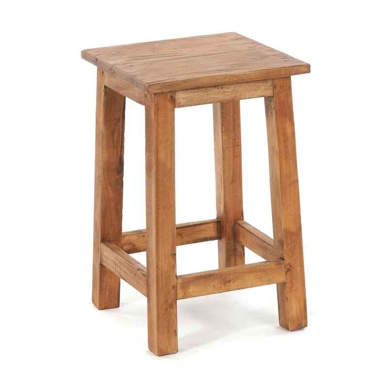 Sitzhocker MADERO | 48x30cm(HxB), Recyclingholz, Holzhocker, Hocker | Farbe: 08 honigfarben gewachst
