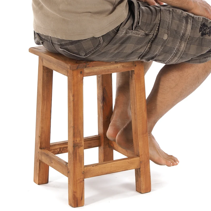 Sitzhocker MADERO | 48x30cm(HxB), Recyclingholz, Holzhocker, Hocker | Farbe: 08 honigfarben gewachst