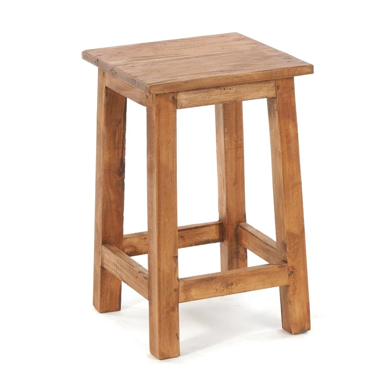 Sitzhocker MADERO | 48x30cm(HxB), Recyclingholz, Holzhocker, Hocker | Farbe: 08 honigfarben gewachst