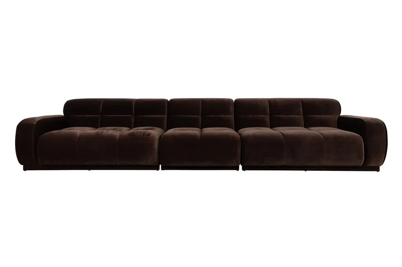 Zuiver Sofa Hazel 6-Sitzer – Braun, Polyester, 395 × 76 cm