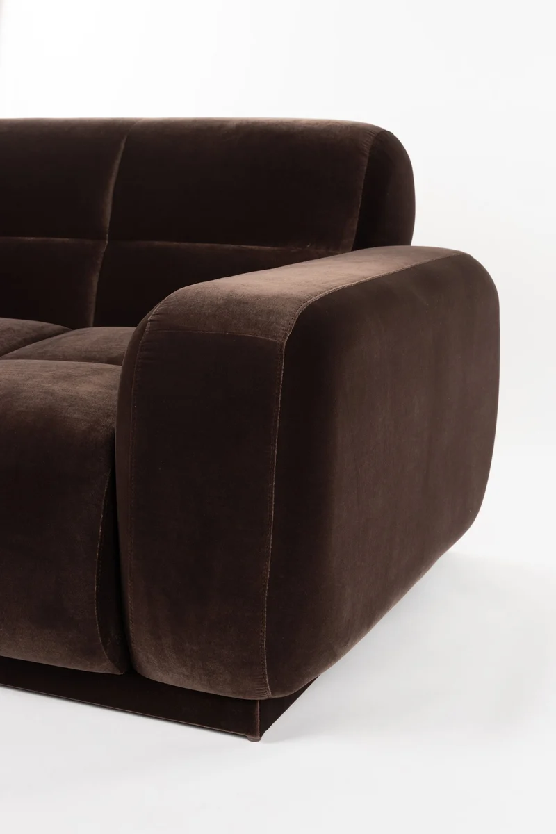 Zuiver Sofa Hazel 6-Sitzer – Braun, Polyester, 395 × 76 cm