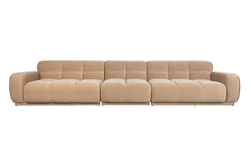 Zuiver Sofa Hazel 6-Sitzer – Beige, Polyester, 395 × 76 cm