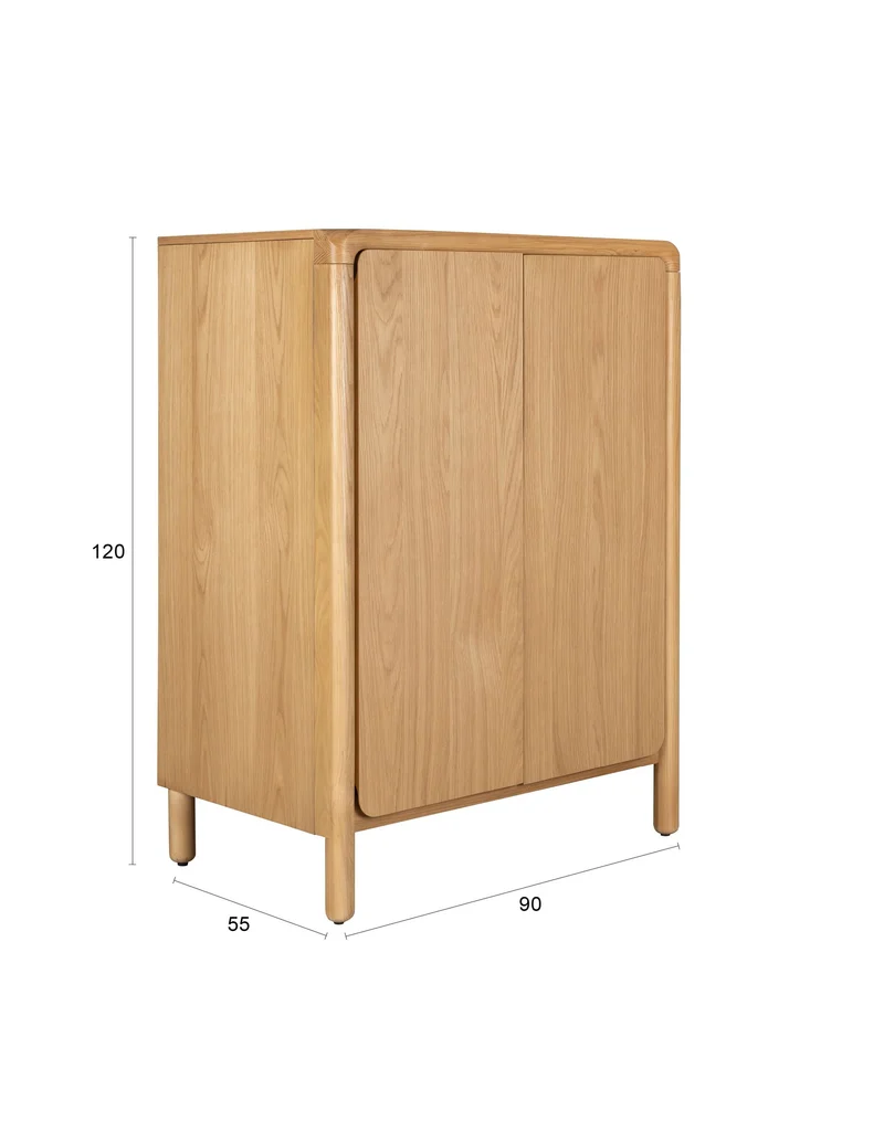 Zuiver Schrank Storm – Natur, Eschenfurnier, 55 × 90 × 120 cm