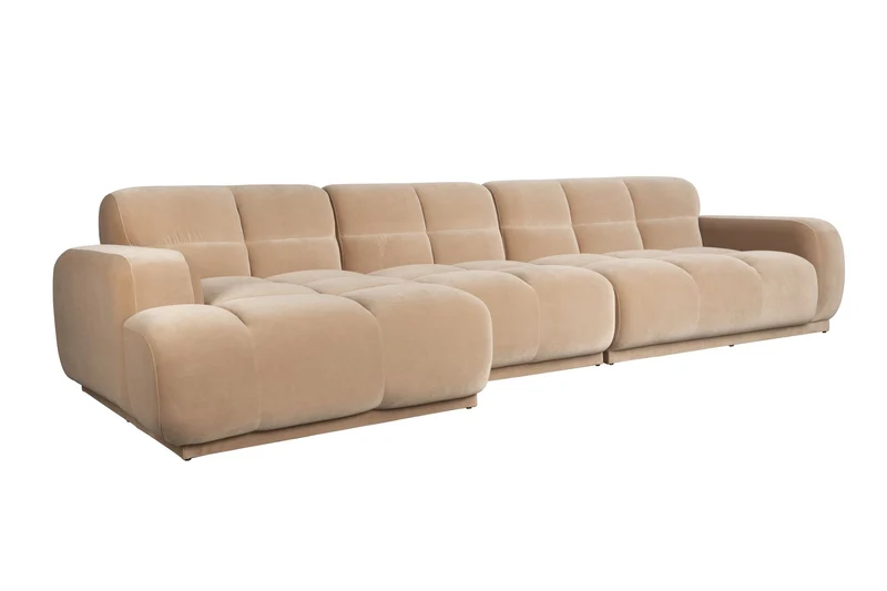 Zuiver Sofa Hazel 6-Sitzer Chaise Longue Left – Beige, Polyester, 352 × 352 × 76 cm