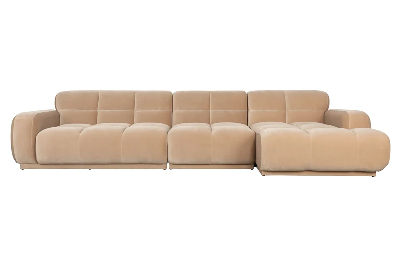 Zuiver Sofa Hazel 6-Sitzer Chaise Longue Right – Beige, Polyester, 352 × 352 × 76 cm