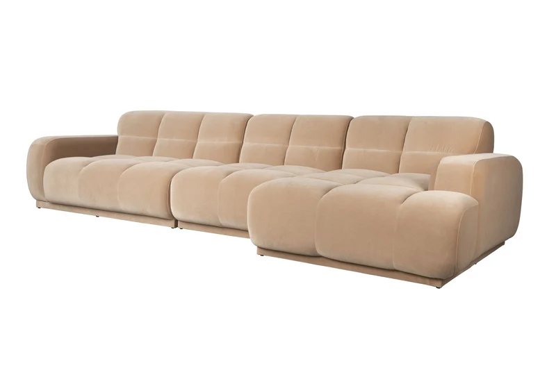 Zuiver Sofa Hazel 6-Sitzer Chaise Longue Right – Beige, Polyester, 352 × 352 × 76 cm