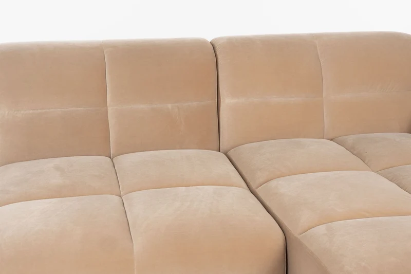 Zuiver Sofa Hazel 6-Sitzer Chaise Longue Right – Beige, Polyester, 352 × 352 × 76 cm