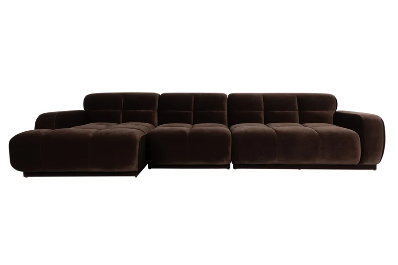 Zuiver Sofa Hazel 6-Sitzer Chaise Longue Left – Braun, Polyester, 352 × 352 × 76 cm
