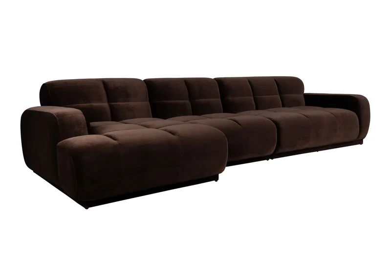 Zuiver Sofa Hazel 6-Sitzer Chaise Longue Left – Braun, Polyester, 352 × 352 × 76 cm