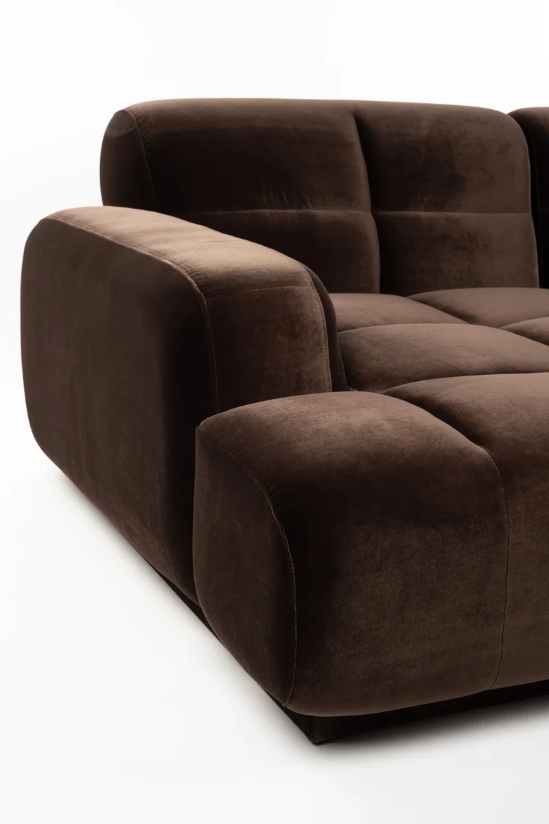Zuiver Sofa Hazel 6-Sitzer Chaise Longue Left – Braun, Polyester, 352 × 352 × 76 cm