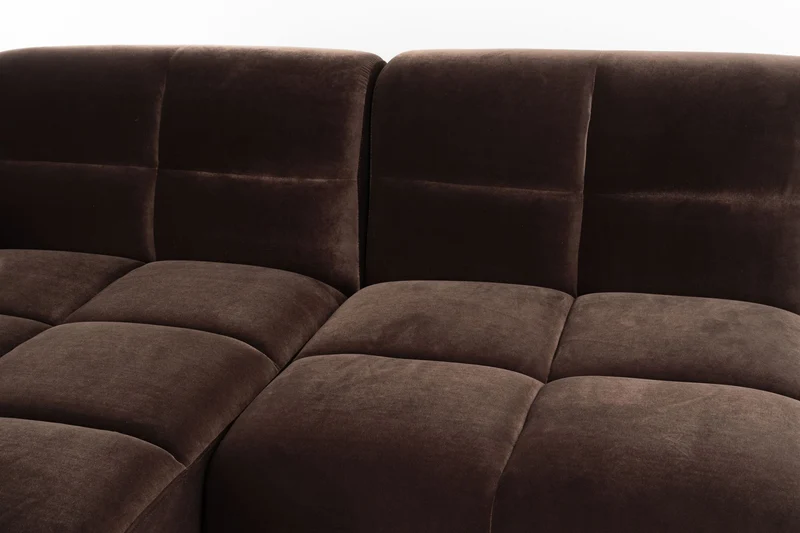 Zuiver Sofa Hazel 6-Sitzer Chaise Longue Left – Braun, Polyester, 352 × 352 × 76 cm