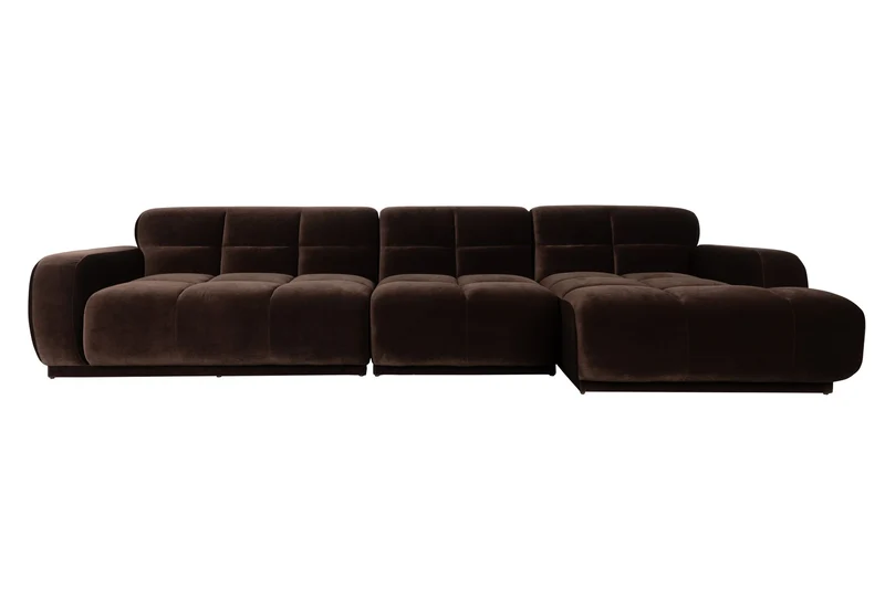 Zuiver Sofa Hazel 6-Sitzer Chaise Longue Right – Braun, Polyester, 352 × 352 × 76 cm