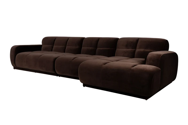 Zuiver Sofa Hazel 6-Sitzer Chaise Longue Right – Braun, Polyester, 352 × 352 × 76 cm