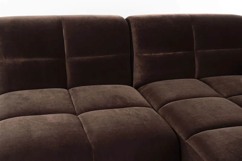 Zuiver Sofa Hazel 6-Sitzer Chaise Longue Right – Braun, Polyester, 352 × 352 × 76 cm