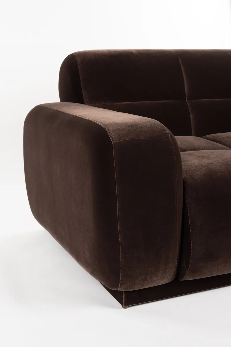 Zuiver Sofa Hazel 6-Sitzer Chaise Longue Right – Braun, Polyester, 352 × 352 × 76 cm