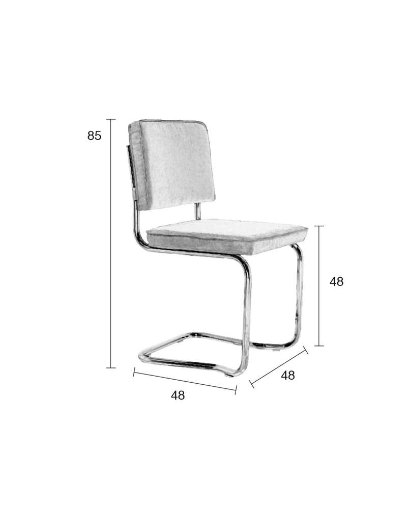 Zuiver Stuhl Ridge Kink Rib Grey 6a – Stoff, 50 × 48 × 85 cm, 2er-Set