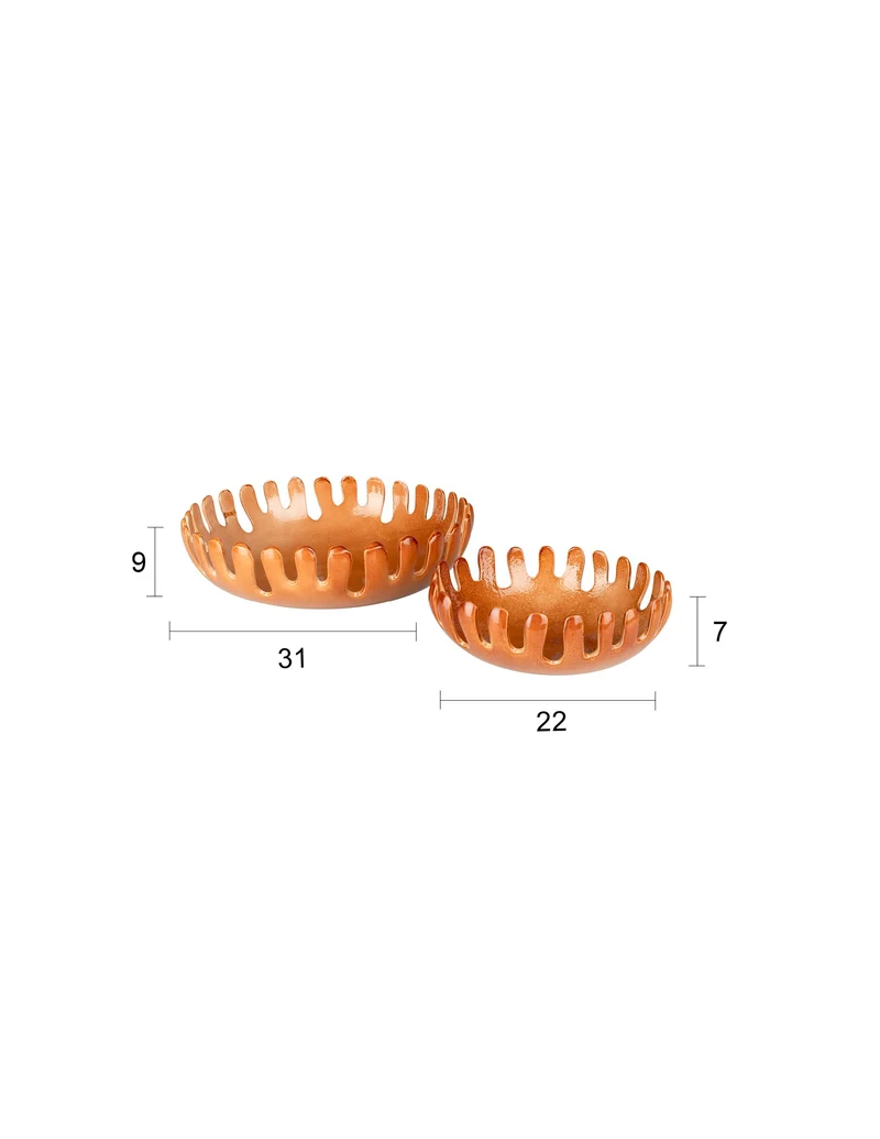Zuiver Tablett Onda Cognac – Aluminium, 31 × 31 × 9 cm, 4 Sets à 2 Stück