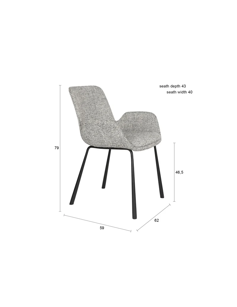Zuiver Sessel Brit – Grau, Stoff, 62 × 59 × 79 cm, 2er-Set