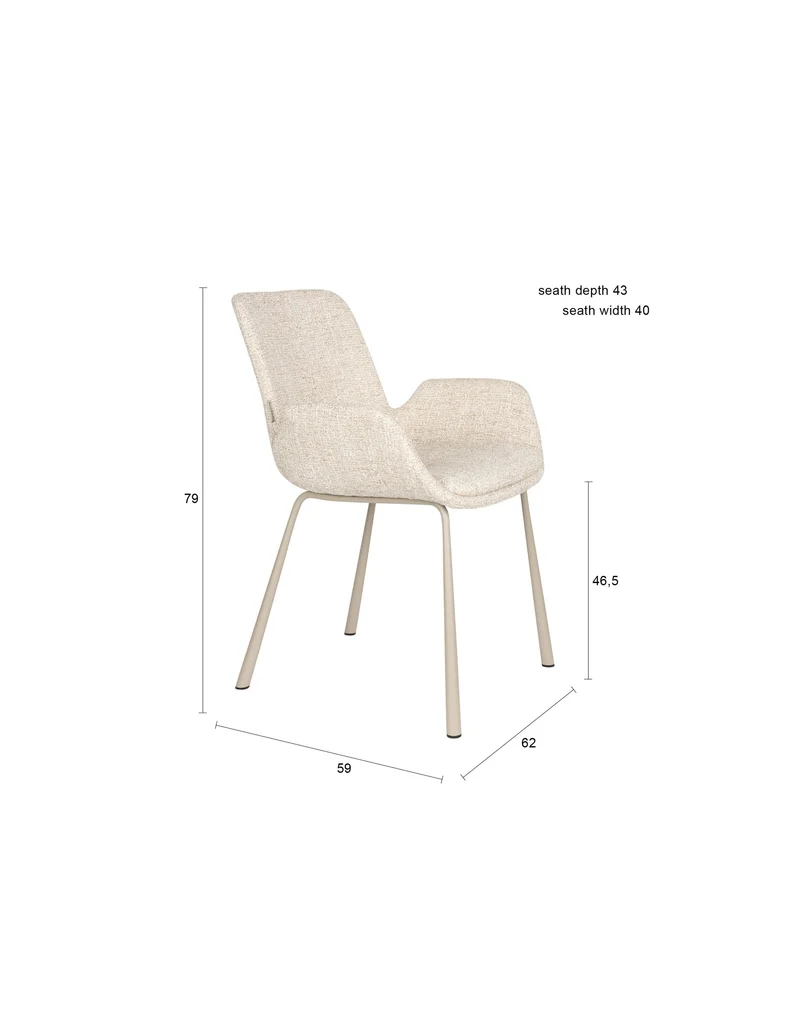 Zuiver Sessel Brit – Beige, Stoff, 62 × 59 × 79 cm, 2er-Set