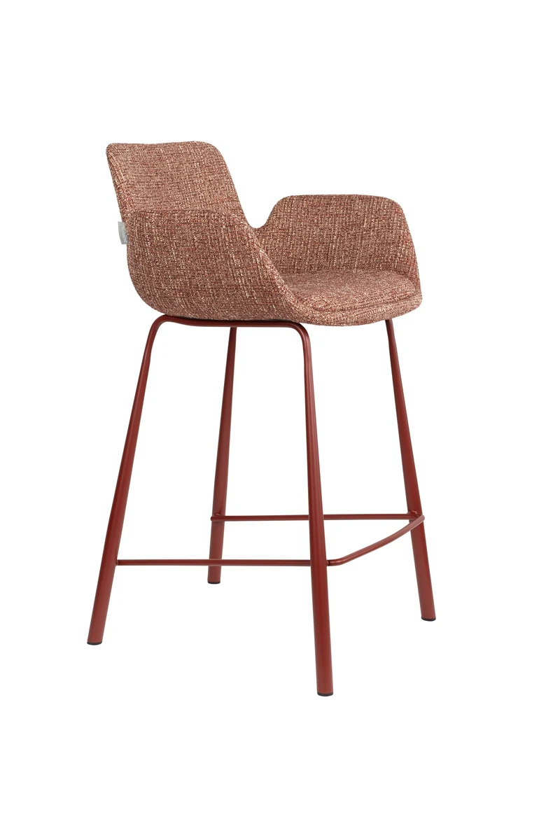 Zuiver Tresenhocker Brit – Rot, Polyester, 54 × 57 × 91,5 cm, 2er-Set