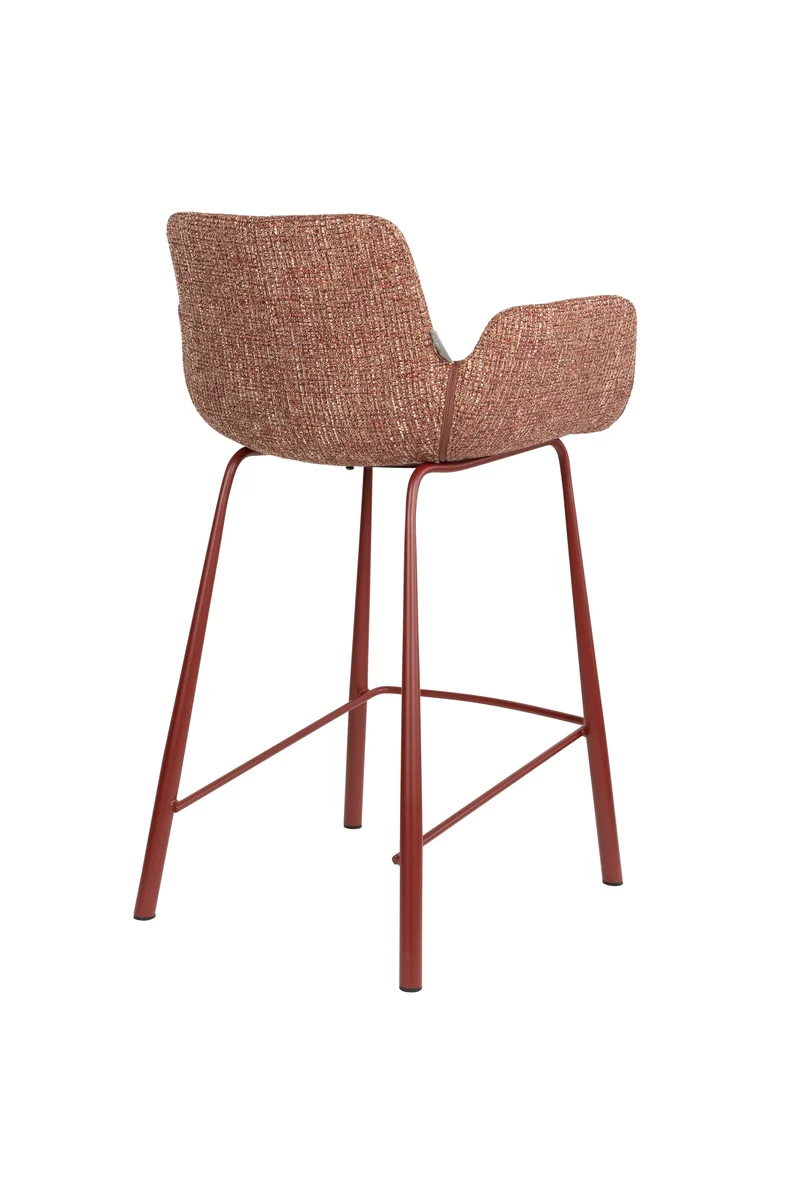 Zuiver Tresenhocker Brit – Rot, Polyester, 54 × 57 × 91,5 cm, 2er-Set
