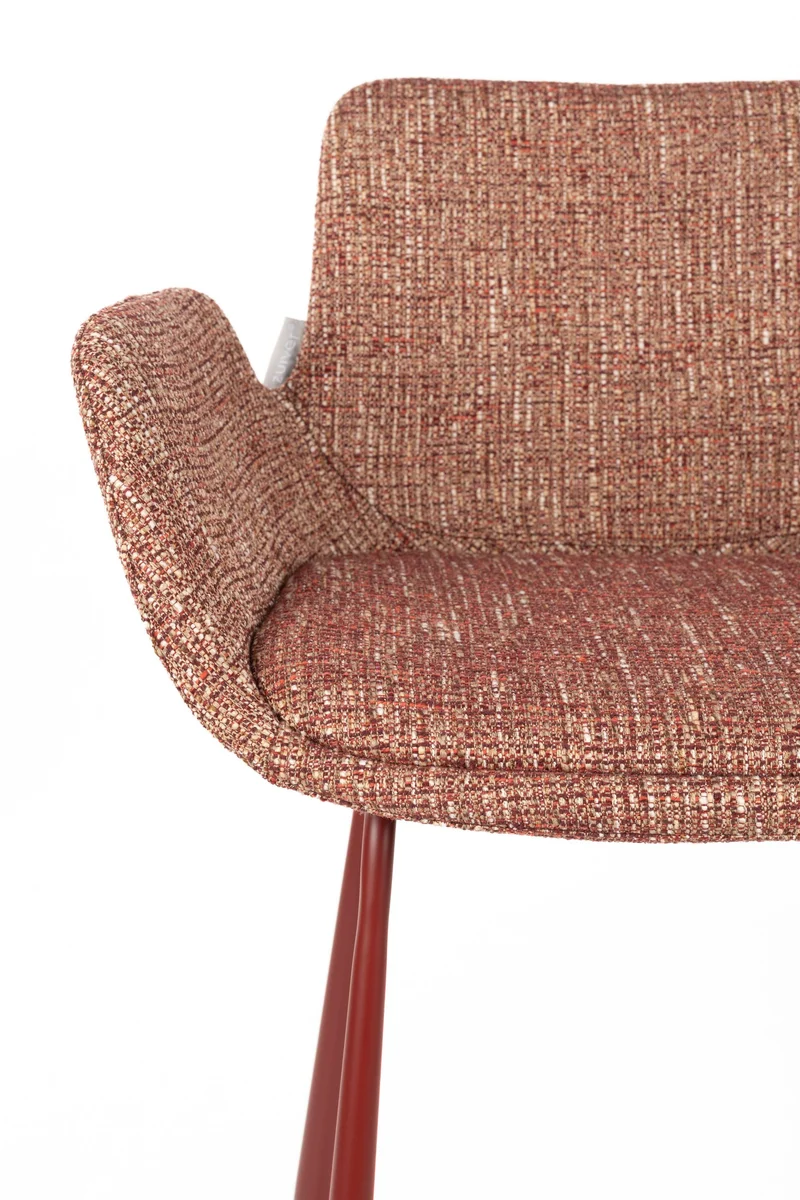 Zuiver Tresenhocker Brit – Rot, Polyester, 54 × 57 × 91,5 cm, 2er-Set