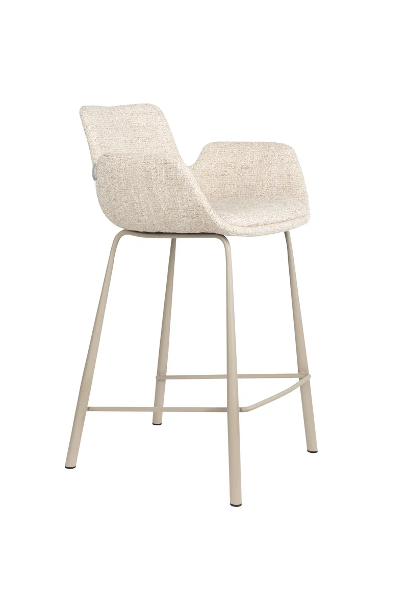 Zuiver Tresenhocker Brit – Beige, Polyester, 54 × 57 × 91,5 cm, 2er-Set