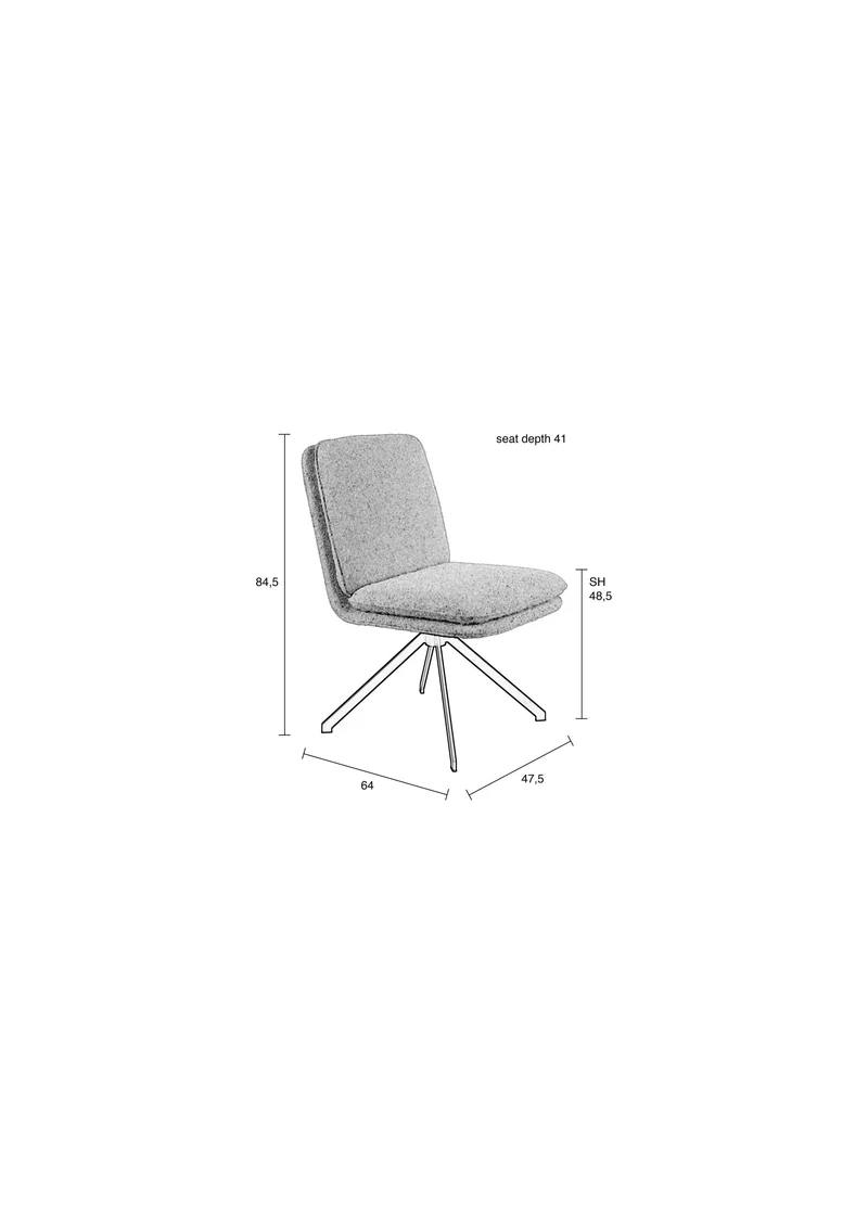Zuiver Stuhl Tyler – Schwarz, Stoff, 64 × 47,5 × 84,5 cm, 2er-Set