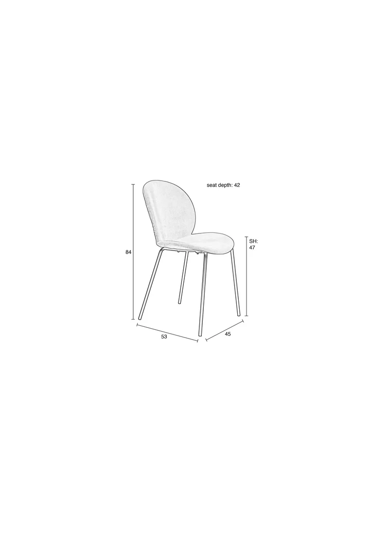 Zuiver Stuhl Bonnet Grey – Blau, Stoff, 53 × 45 × 84 cm, 2er-Set
