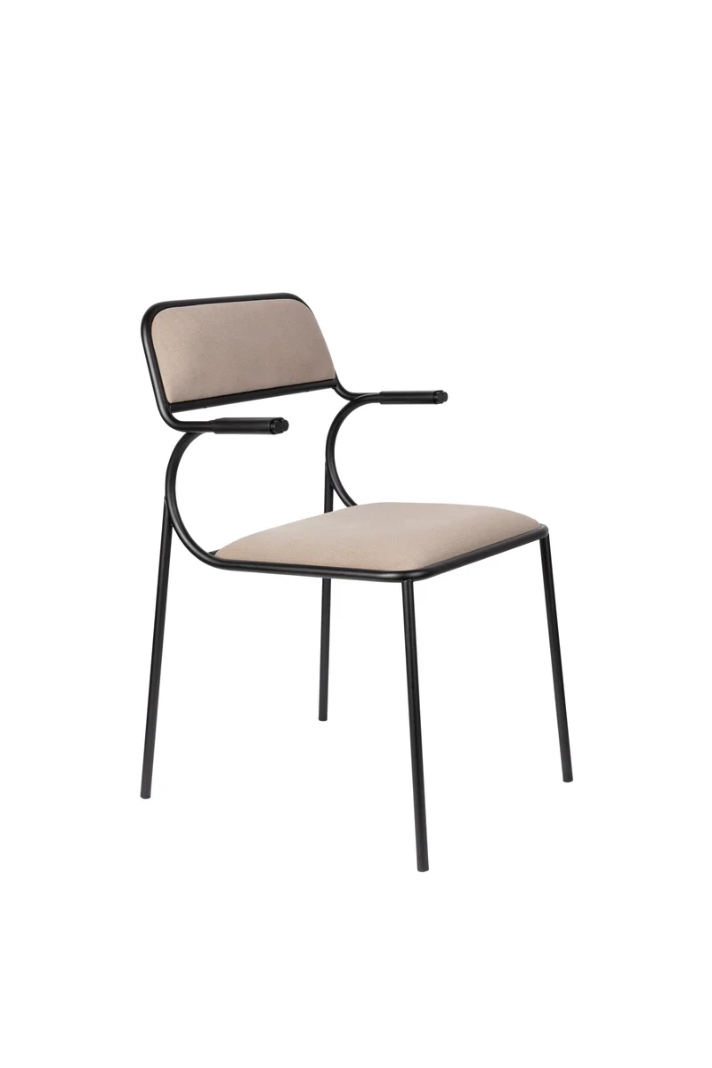 Zuiver Stuhl Alba Black – Beige, Stoff, 56,8 × 53,5 × 82,5 cm, 2er-Set