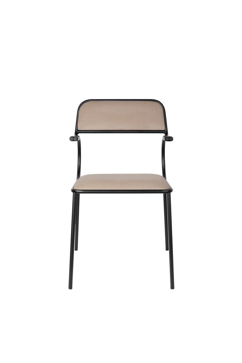 Zuiver Stuhl Alba Black – Beige, Stoff, 56,8 × 53,5 × 82,5 cm, 2er-Set