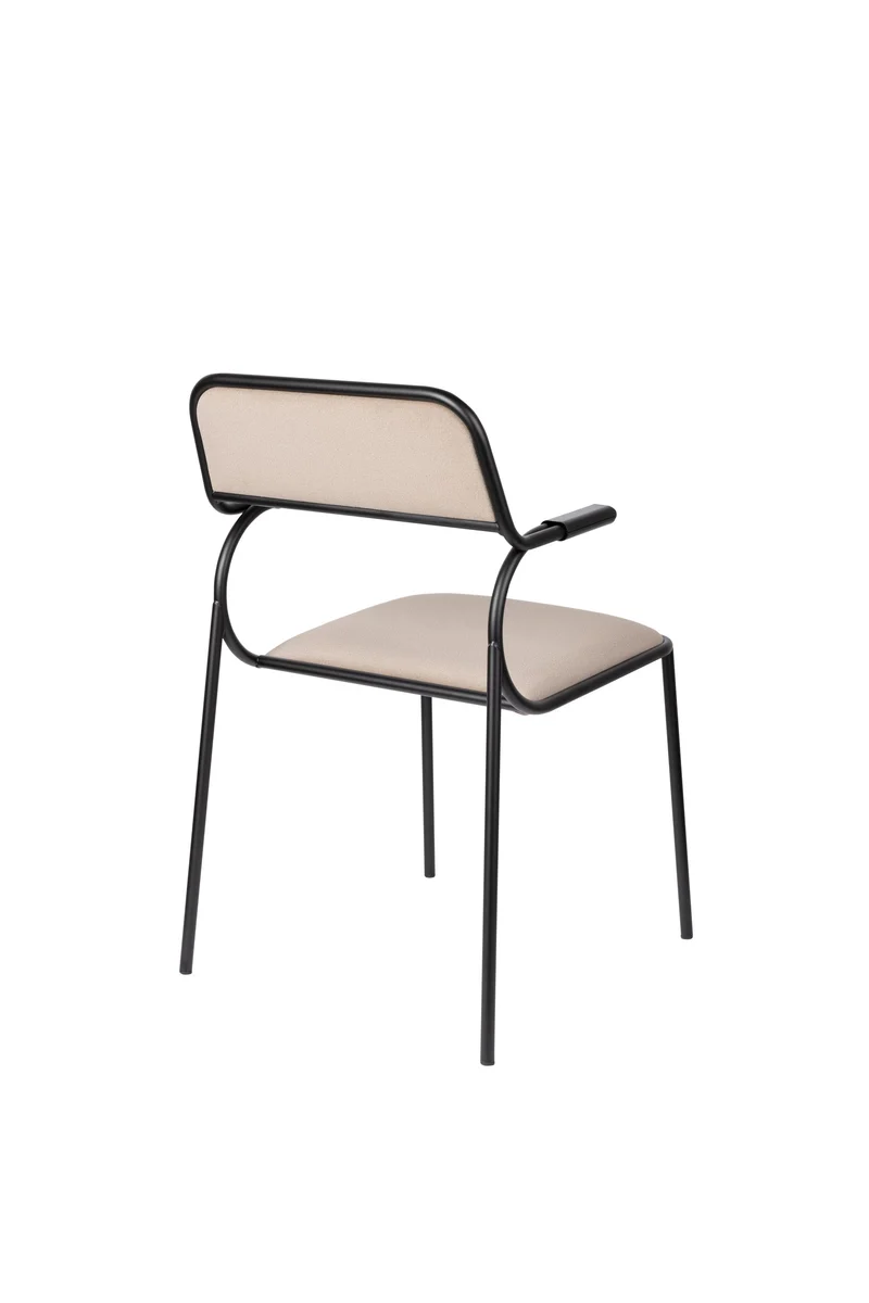 Zuiver Stuhl Alba Black – Beige, Stoff, 56,8 × 53,5 × 82,5 cm, 2er-Set