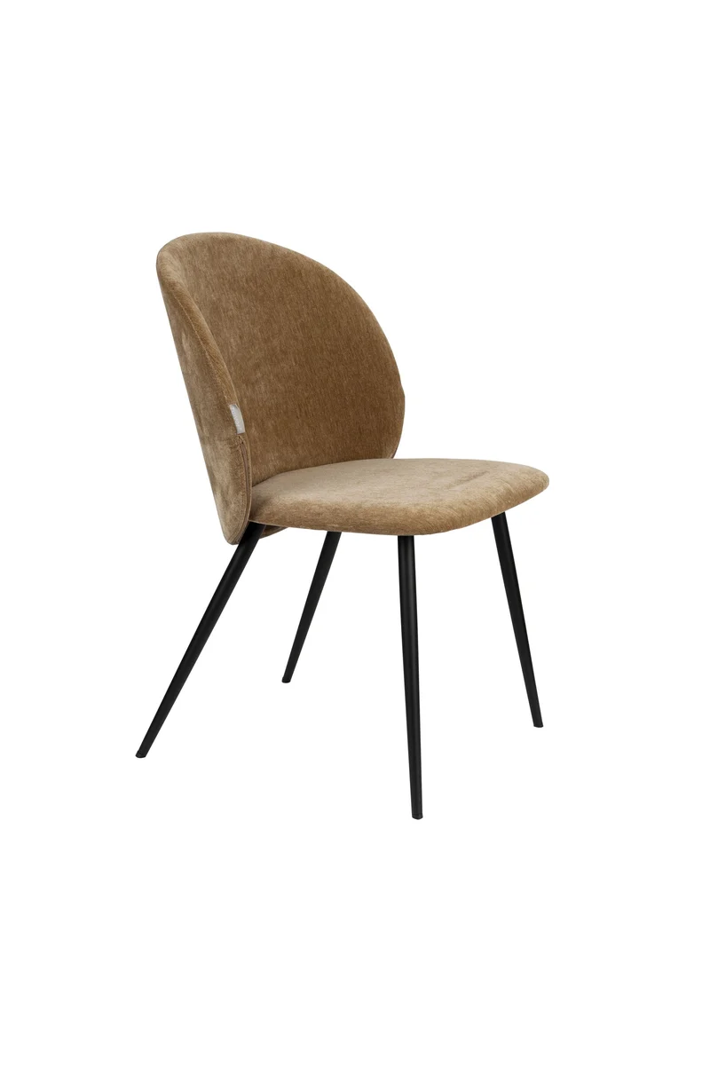 Zuiver Stuhl Cozy Mustard – Schwarz, Eukalyptus-Sperrholz, 57 × 53 × 82 cm, 2er-Set