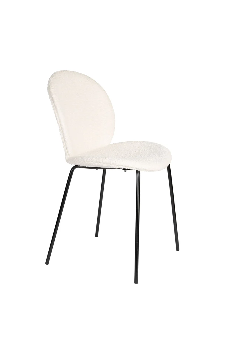 Zuiver Stuhl Bonnet – Off-White, Polyester, 53 × 45 × 84 cm, 2er-Set