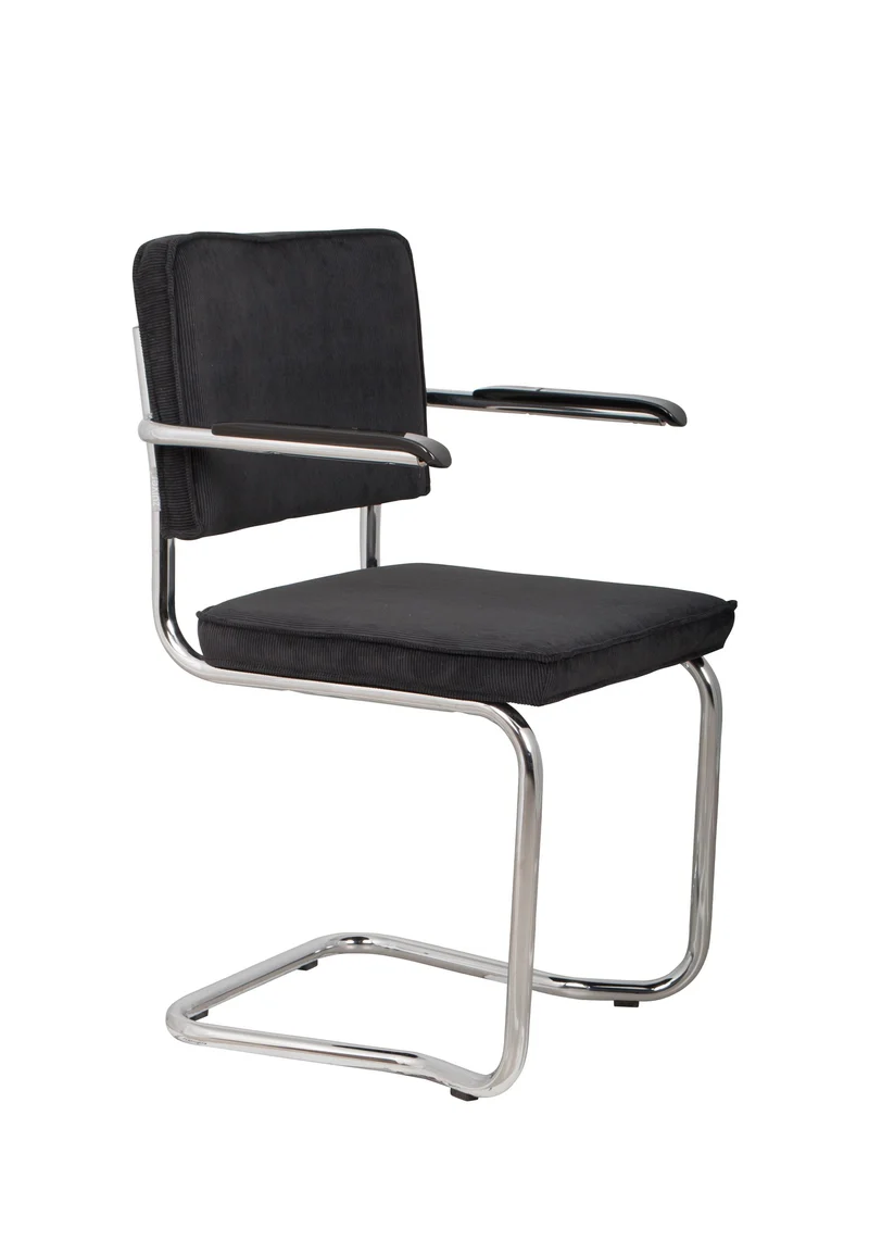 Zuiver Sessel Ridge Kink Rib Black 7a – Stoff, 60 × 48 × 85 cm, 2er-Set