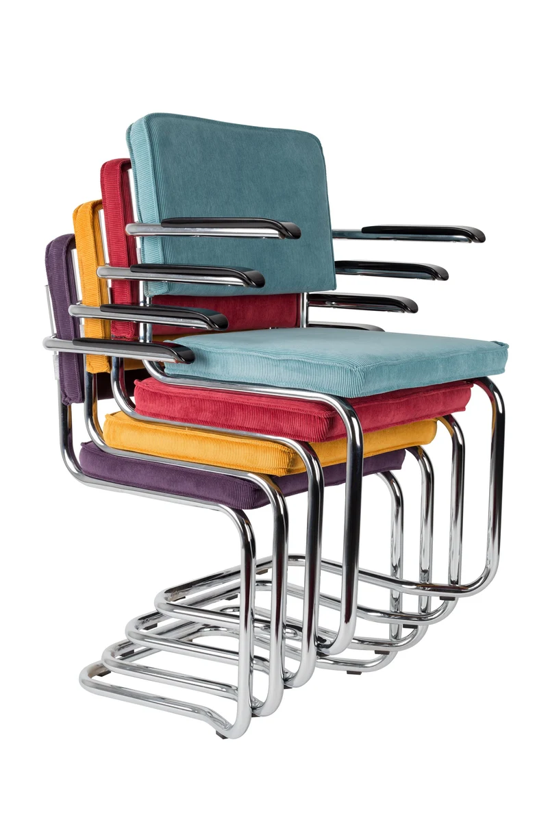 Zuiver Sessel Ridge Kink Rib Blue 12a – Stoff, 60 × 48 × 85 cm, 2er-Set